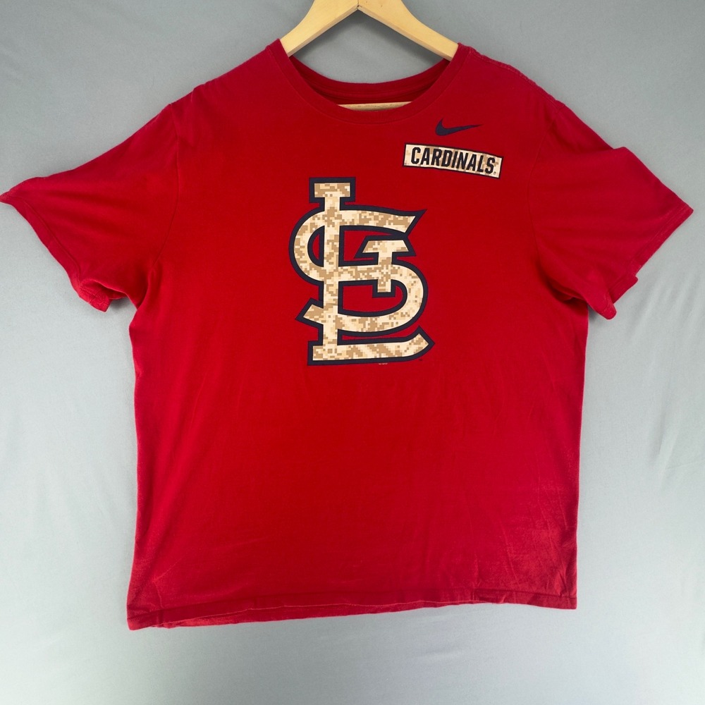 Nike St Louis Cardinals MLB Red Camo Logo T-Shirt Mens XL Athletic Cut Short Slv